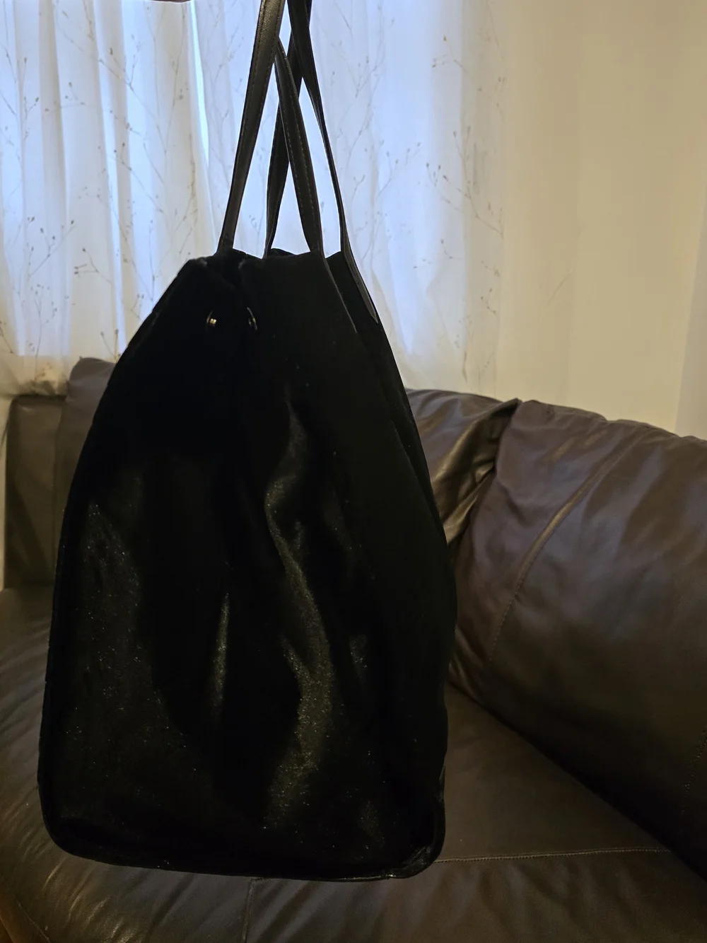 Victoria's Secret Black Quilted Velvet Studded Tote